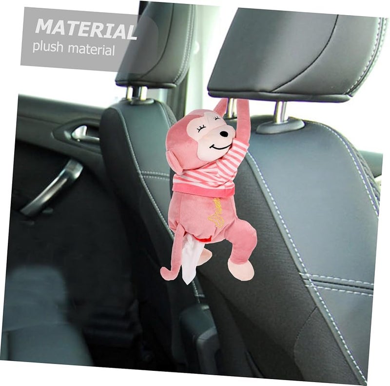 حامل علبة المناديل للسيارة القرد المخملي سيارة كرتونية لطيفة موزع المناديل المثبت على السيارة - Image 5